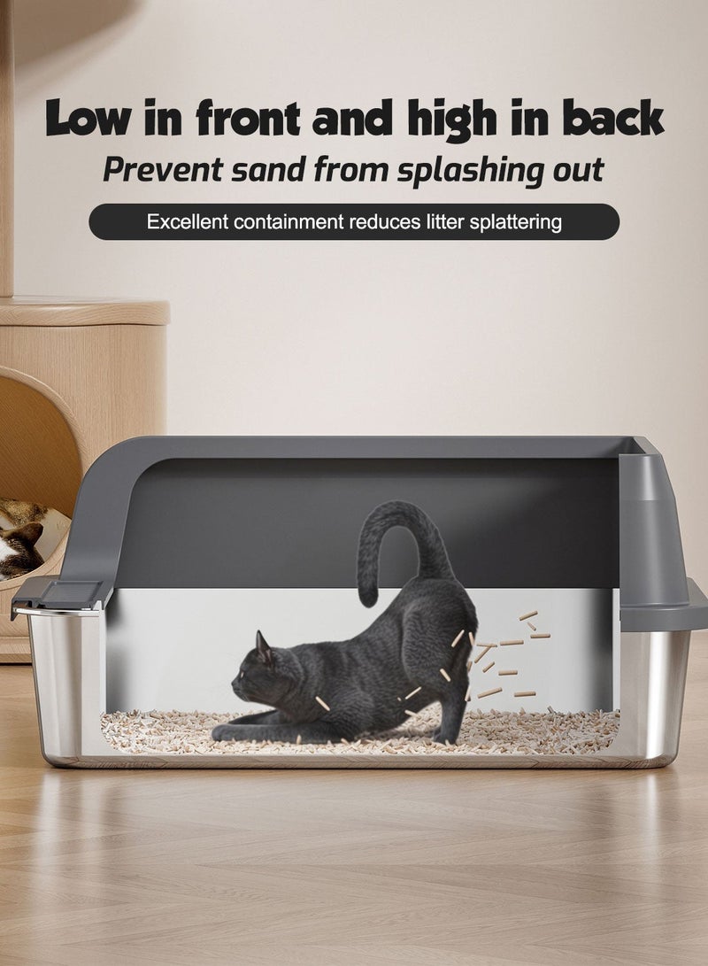 Kidle Stainless Steel Cat Litter Box Metal Litter Pan Tray with High Wall Sides for Small Animals with Scoop - Image 3